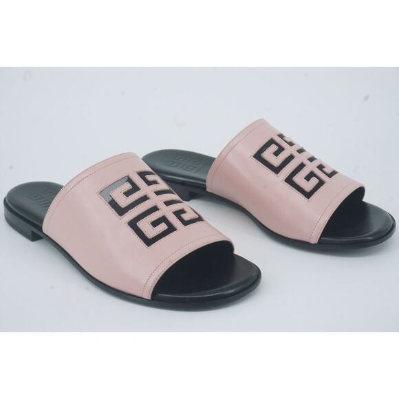 Givenchy 4G Pink Black Logo Flat Mule Slide Sandals SZ 36.5 NIB $825 - Picture 3 of 12